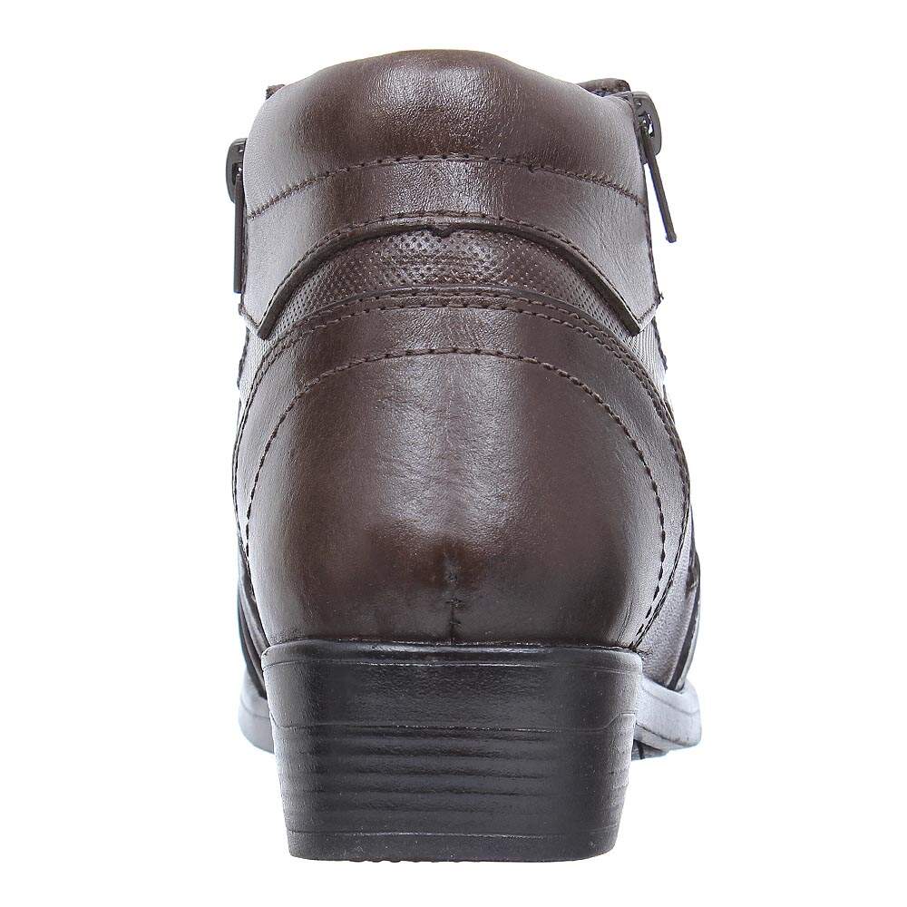 Botina Masculina Marrom Bico Quadrado Com Zíper Zebu 28323 - Rodeo