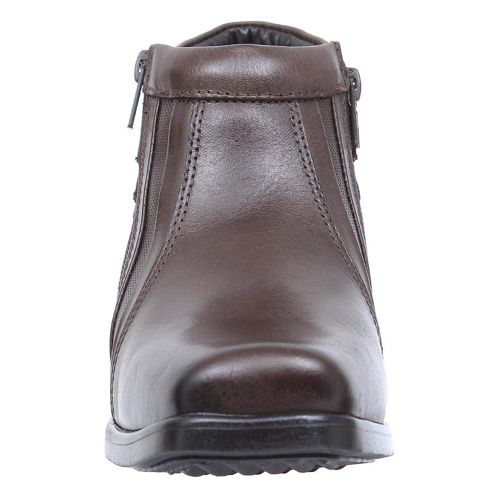 Botina Masculina Marrom Bico Quadrado Com Zíper Zebu 28323 - Rodeo