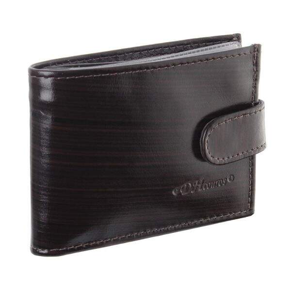 Carteira Masculina de Couro Marrom com Porta Moedas e Zper Interno DH Couros 28611
