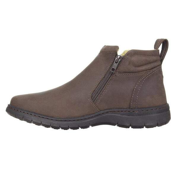 Botina Couro Masculina Bico Redondo Marrom Zebu 31113