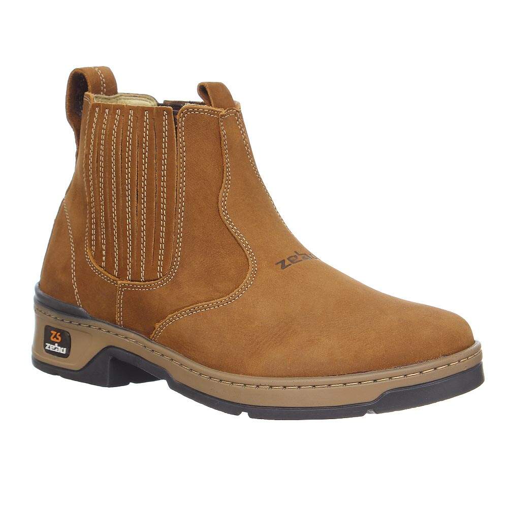 Botina Unissex Caramelo Básica Bico Redondo Zebu 31224 - Rodeo West