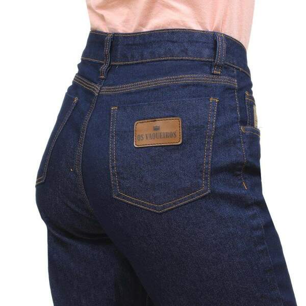 Cala Flare Jeans Feminina Amaciada Azul Escuro Os Vaqueiros 32242