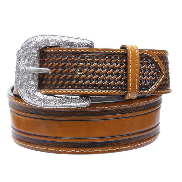 Cinto de Couro Marrom Bordado Cow Way 32466 