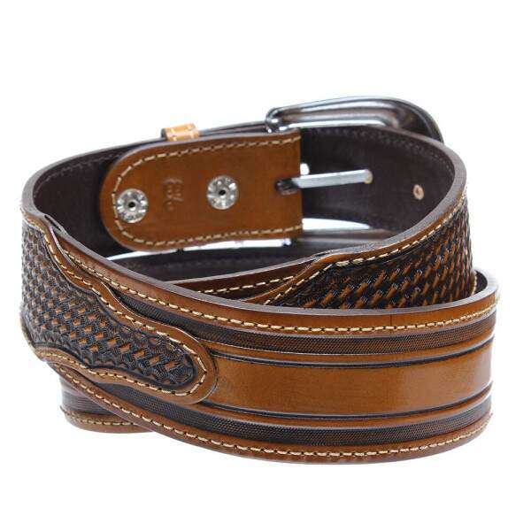 Cinto de Couro Marrom Bordado Cow Way 32466 