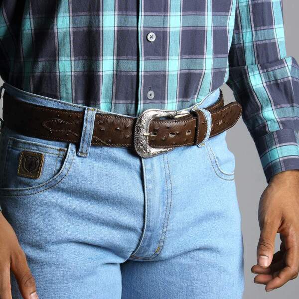 Cinto Country com Detalhe Avestruz Cow Way 32919