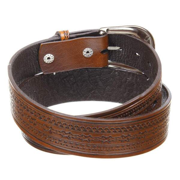 Cinto de Couro Marrom Bordado Cow Way 32921