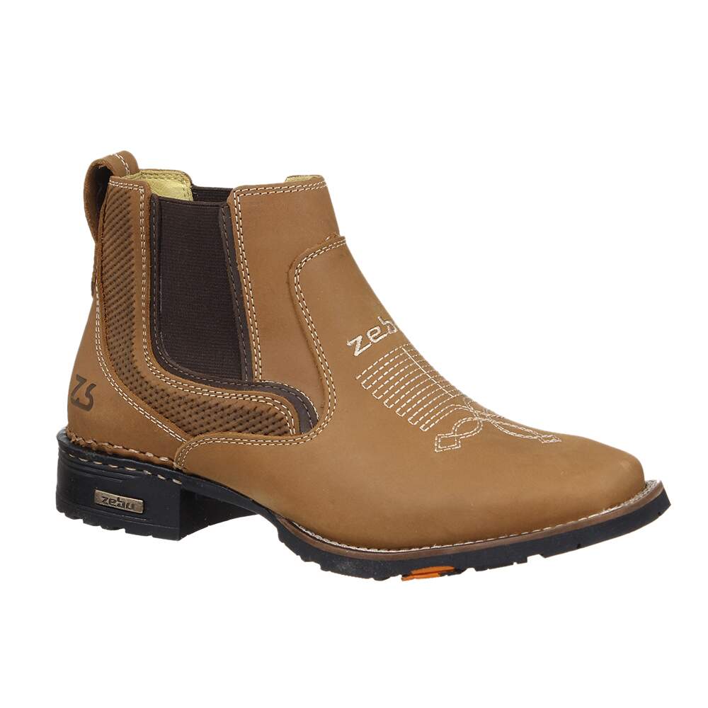Botina Masculina Bico Quadrado Marrom Zebu 32932 - Rodeo West