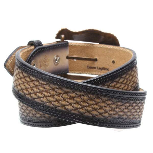 Cinto De Couro Preto Bordado Paul Western 33167