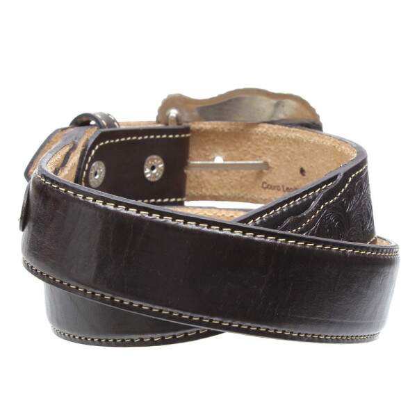 Cinto De Couro Caf Bordado Paul Western 33171