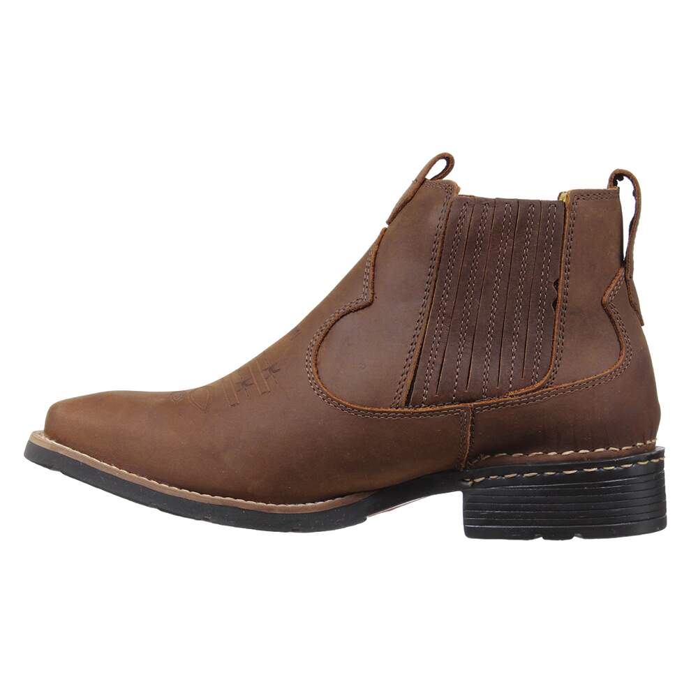 帽子 nobu Botina Masculina Bico Quadrado Marrom Zebu 33568 - Rodeo West