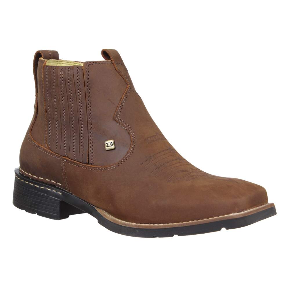 Botina Masculina Bico Quadrado Marrom Zebu 33568 - Rodeo West