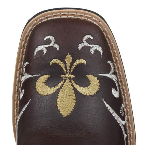 Botina Feminina Couro Caf Bico Quadrado Cow Way 33714