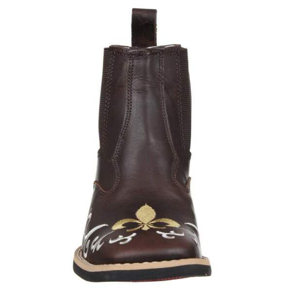 Botina Feminina Couro Caf Bico Quadrado Cow Way 33714