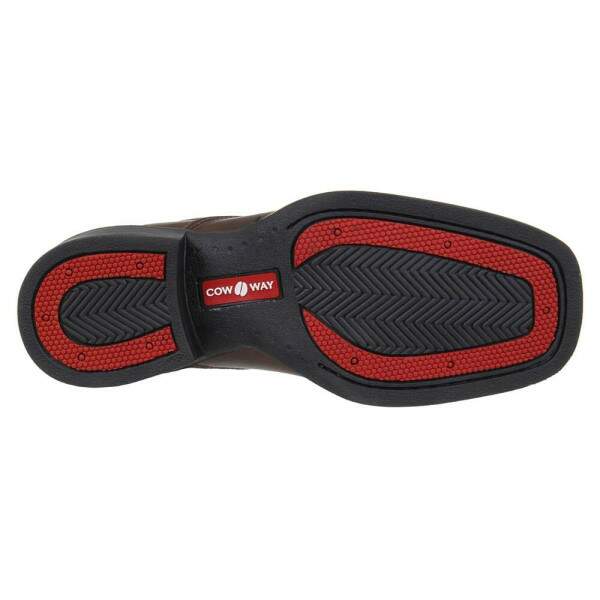 Botina Feminina Couro Caf Bico Quadrado Cow Way 33714