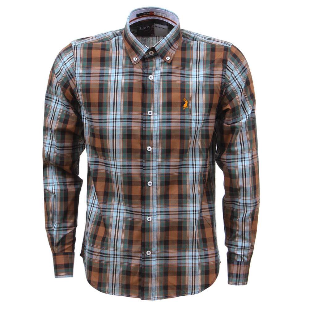 Camisa Xadrez Manga Longa Marrom Austin Western 33924 - Rodeo West