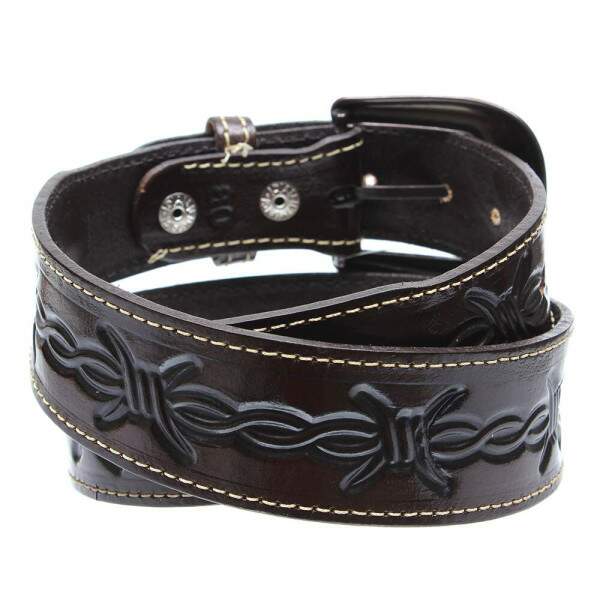 Cinto Marrom de Couro Bordado Cow Way 33686