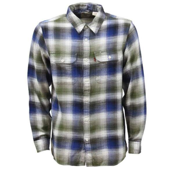 Camisa Masculina Xadrez Azul Manga Longa Levi's 34138