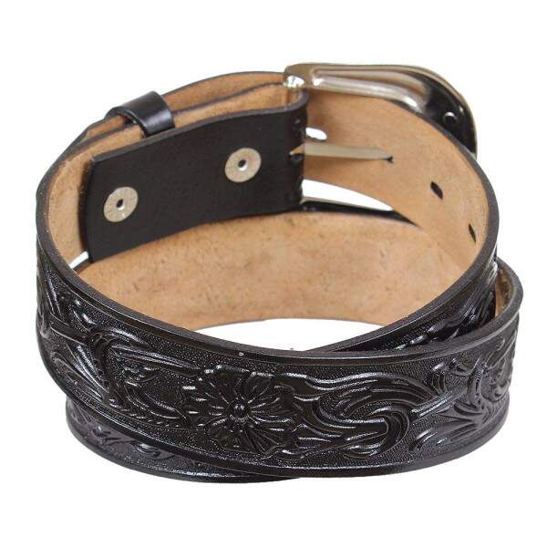 Cinto de Couro Preto Bordado Cow Way 36246