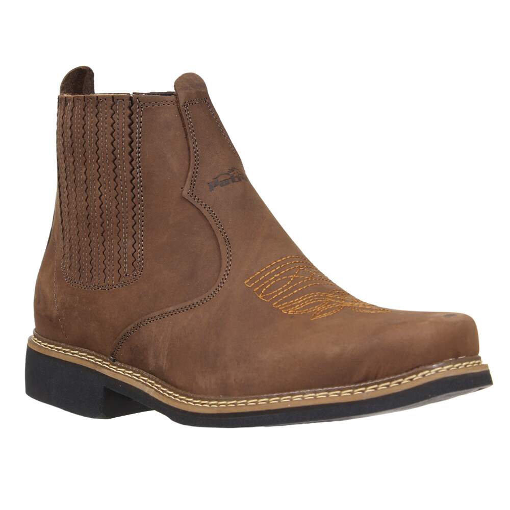 Botina Masculina Potro Bico Quadrado Chocolate 35322 - Rodeo West