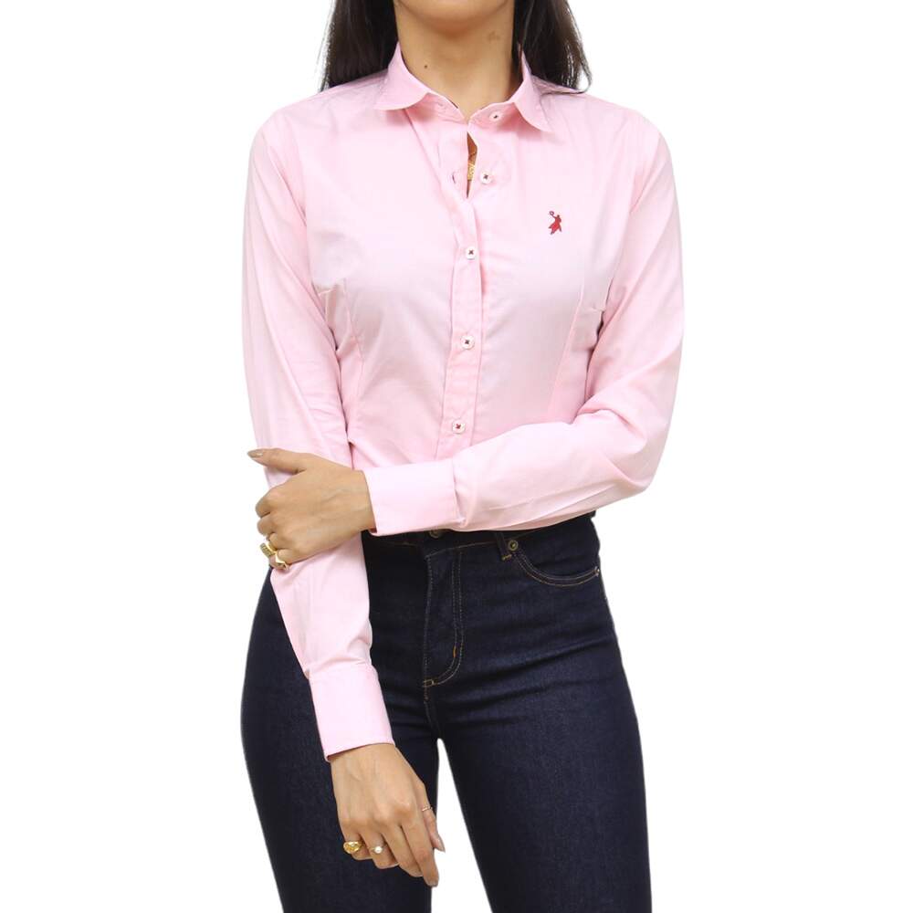 Camisa Feminina Lisa Rosa Manga Longa Austin 36692 - Rodeo West