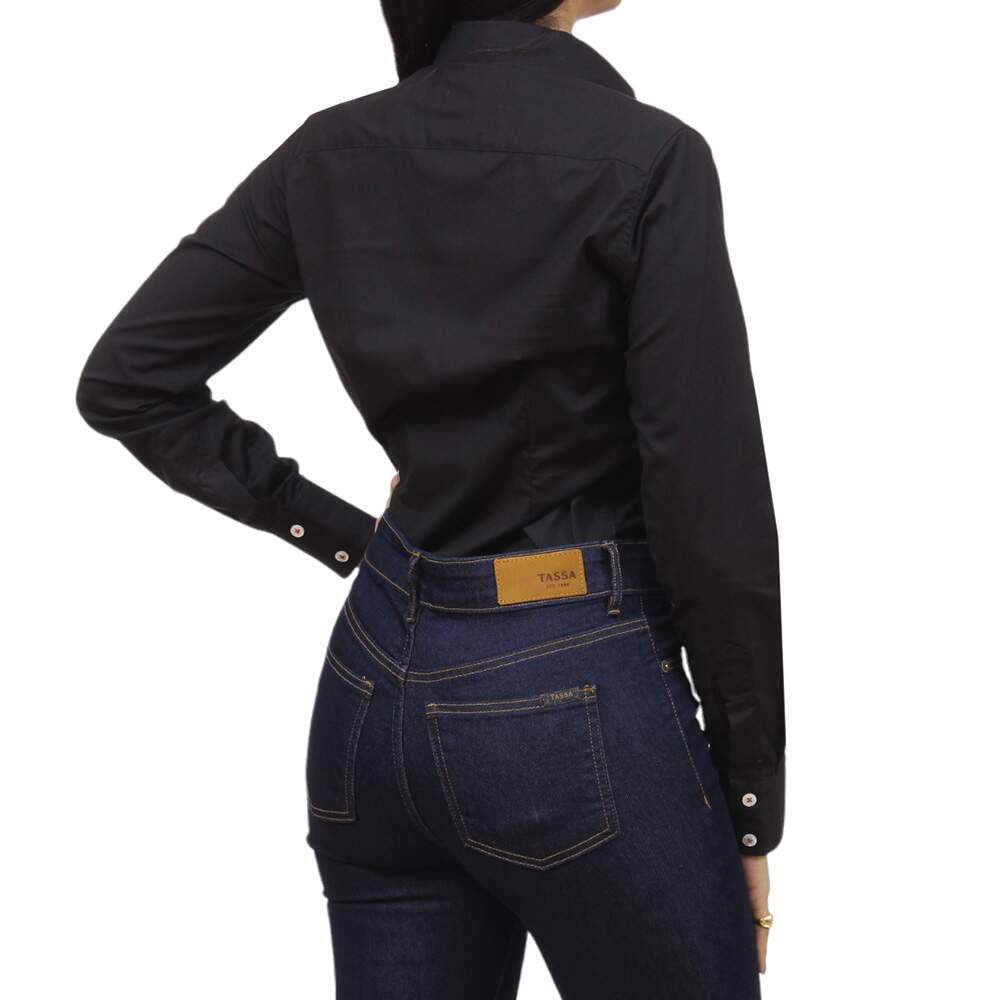 Camisa Feminina Lisa Preta Manga Longa Austin 36695 - Rodeo West