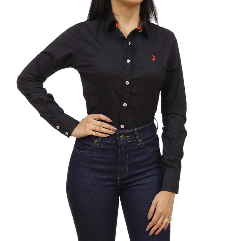 salsation ★トップス★RUST★サイズS Camisa Feminina Lisa Preta Manga Longa Austin 36695 - Rodeo West