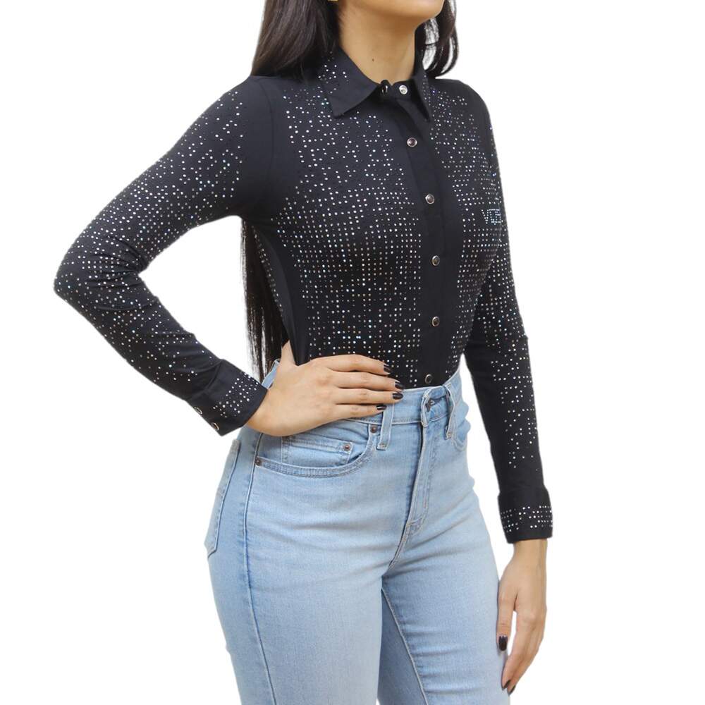 CHEMISE WESTERN BLACK DENIM AVEC STRASS BLACK WASHED | Online Outlet