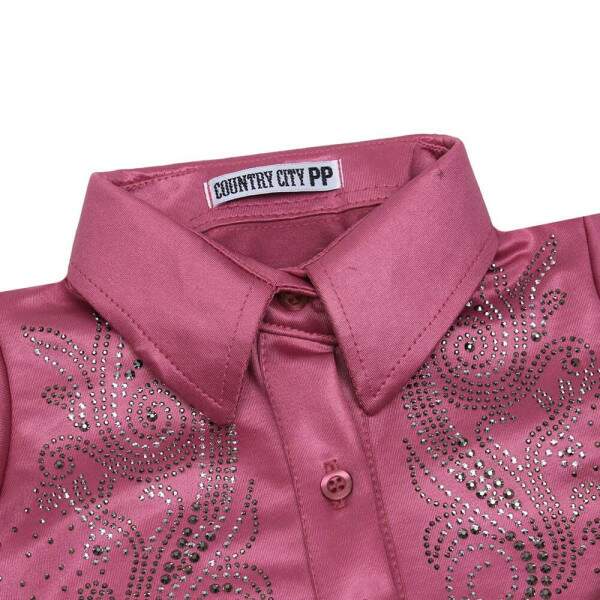 Body Infantil Bordado com Strass Rosa Country City 36874