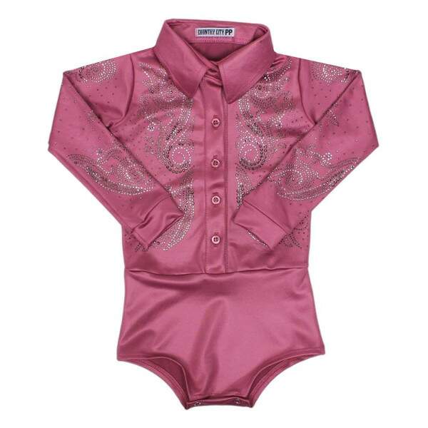 Body Infantil Bordado com Strass Rosa Country City 36874