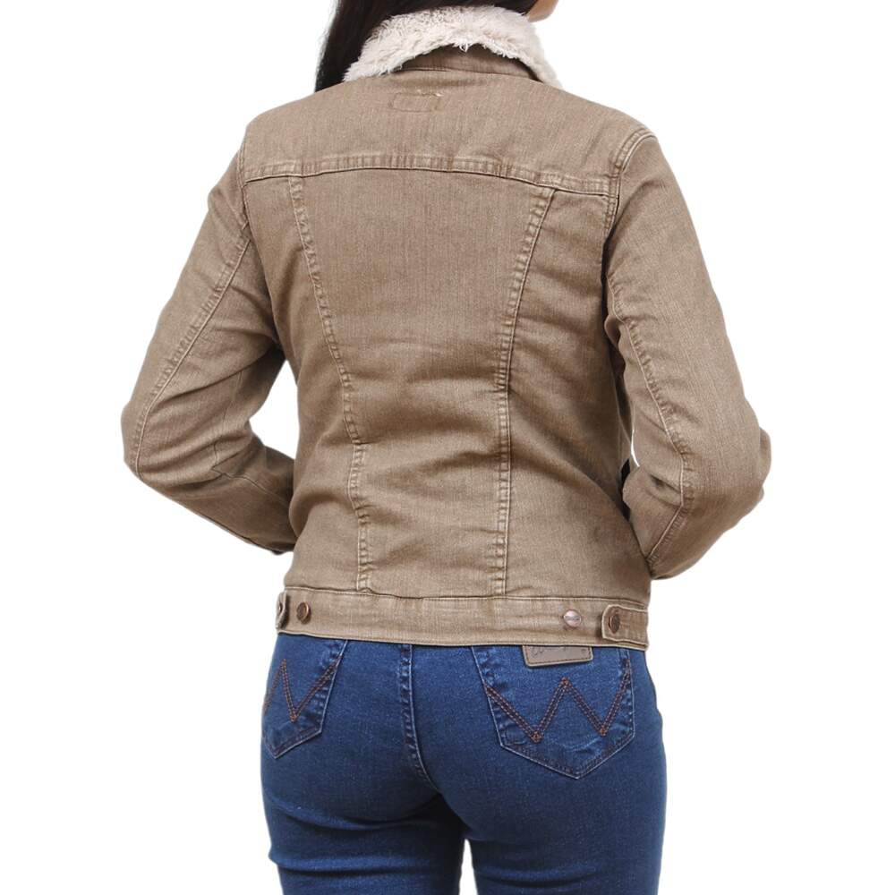 Jaqueta Jeans Feminina Bege com Pelo Wrangler 36951 - Rodeo West