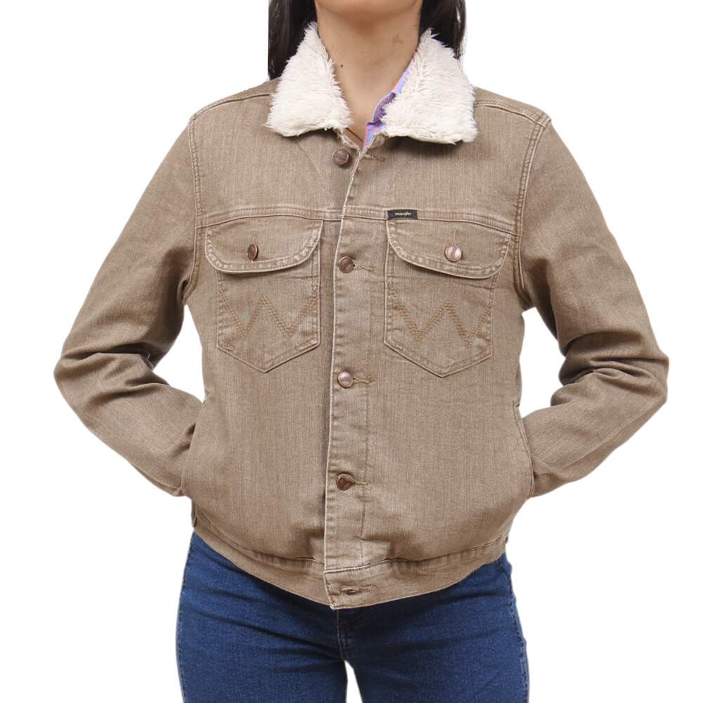 Jaqueta Jeans Feminina Bege com Pelo Wrangler 36951 - Rodeo West