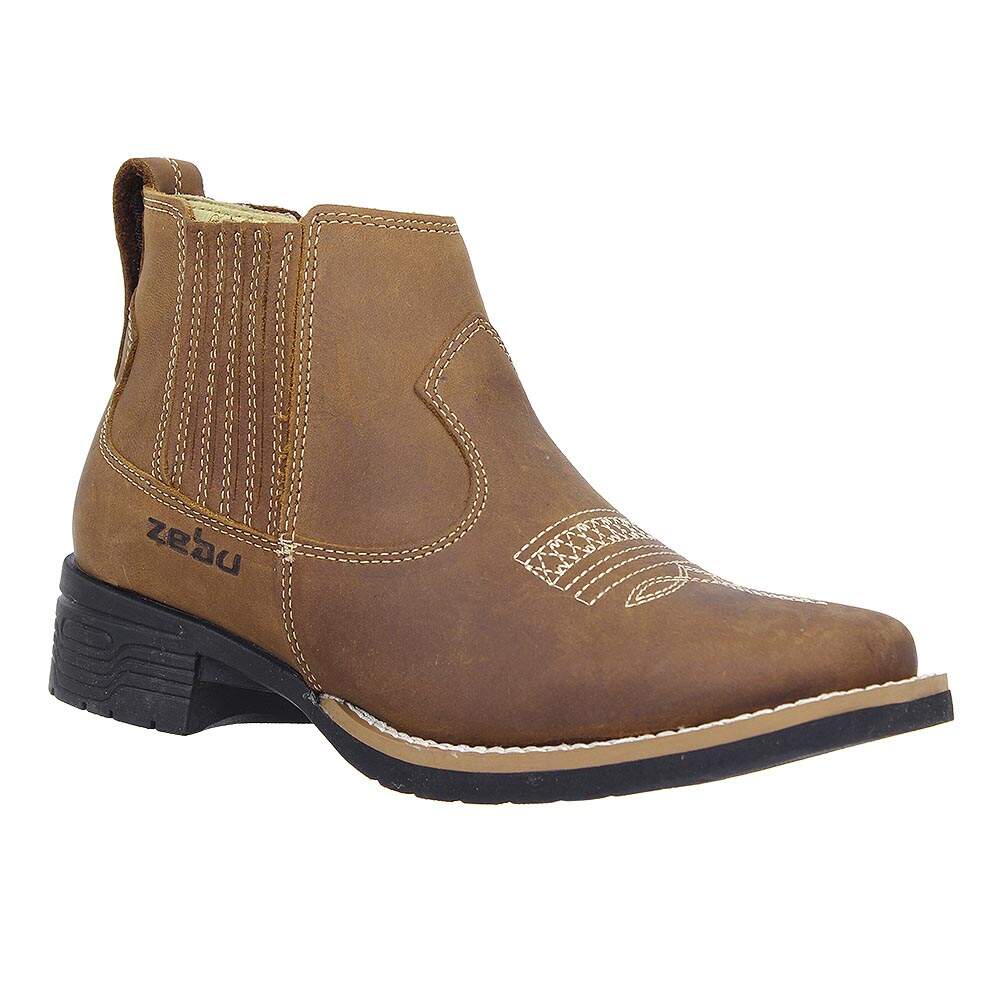 Bubu③ J726 Botina Feminina Couro Marrom Zebu 28330 - Rodeo West