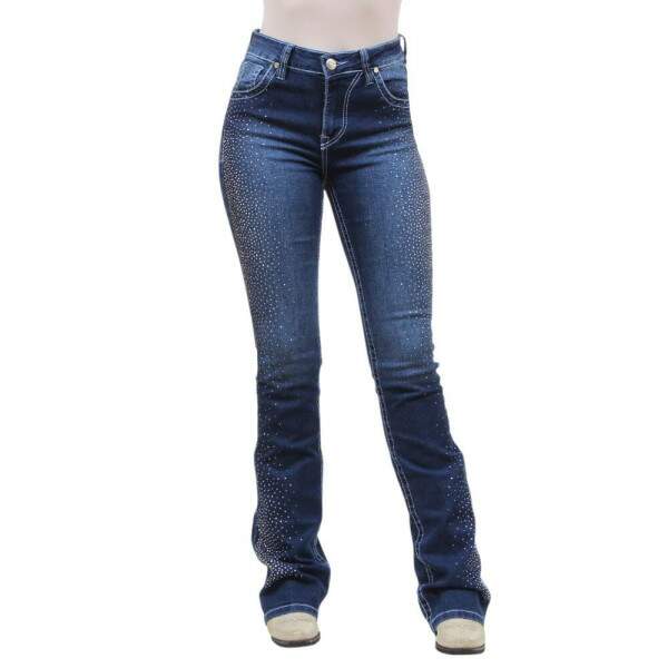 Cala Jeans Feminina Azul Flare com Strass Dock\'s 37386