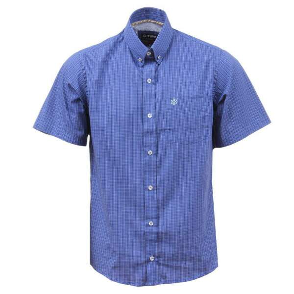 Camisa Masculina Manga Curta Xadrez Azul Tuff 37616