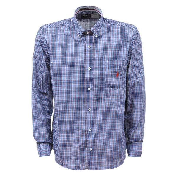 Camisa Xadrez Masculina Manga Longa Azul Austin 37536