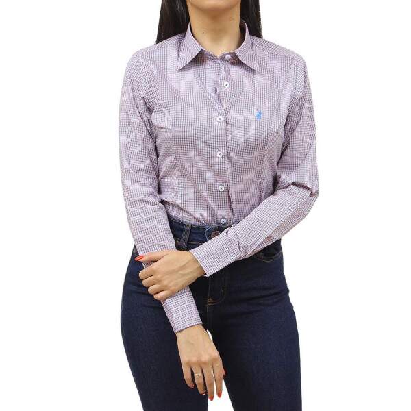Camisa Xadrez Feminina Manga Longa Rosa Austin 37522