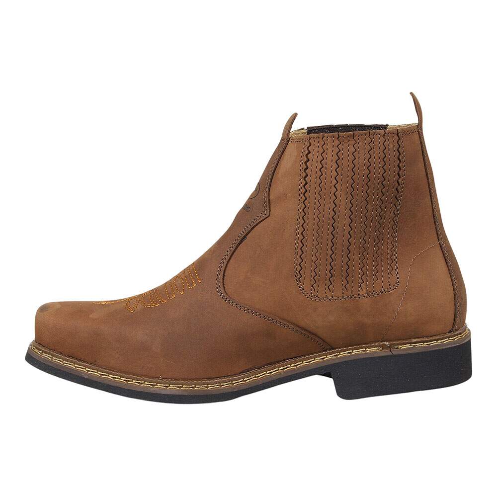 RODEO ⑧ Botina Masculina Bico Quadrado Marrom Cerrado 37674 - Rodeo West