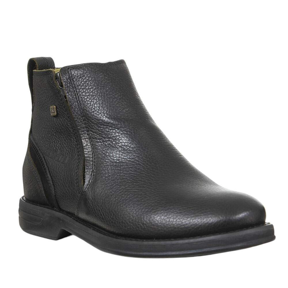 Botina Masculina de Couro Preto Bico Redondo Zebu 37696 - Rodeo West