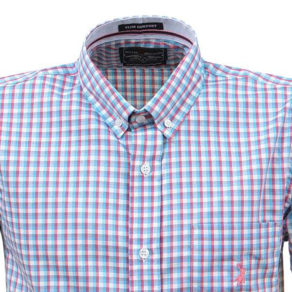 Camisa Masculina Manga Curta Azul Austin Western 37701