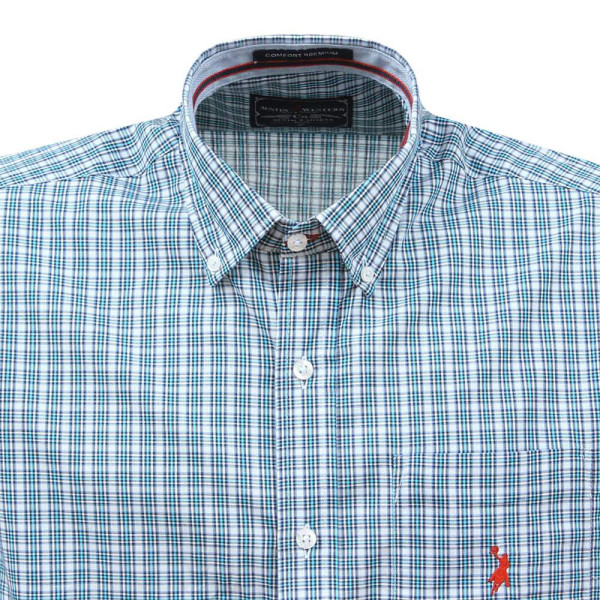 Camisa Masculina Manga Curta Azul Austin Western 37703