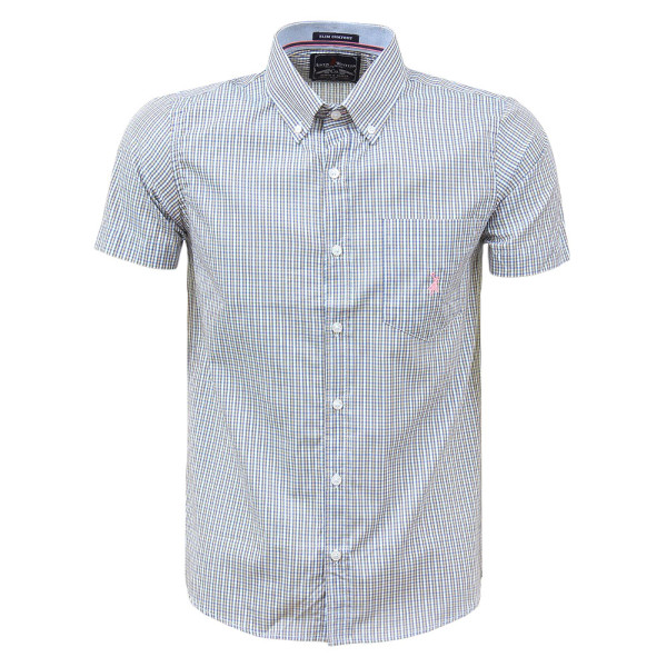 Camisa Masculina Manga Curta Azul Austin Western 37709