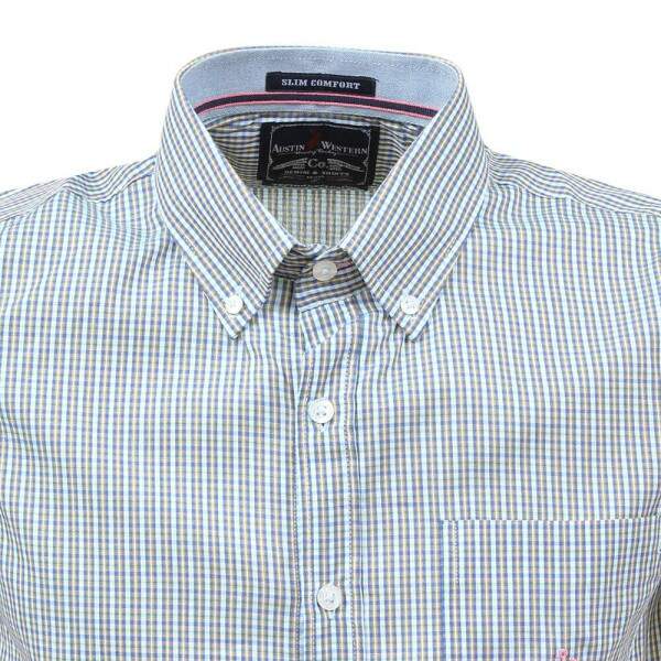 Camisa Masculina Manga Curta Azul Austin Western 37709