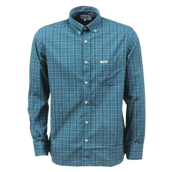 Camisa Masculina Xadrez Azul Manga Longa Wrangler 37813