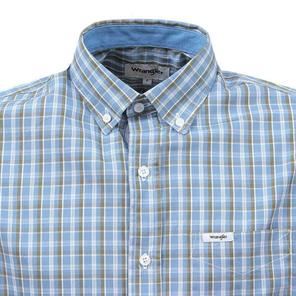Camisa Masculina Xadrez Azul Manga Longa Wrangler 37814