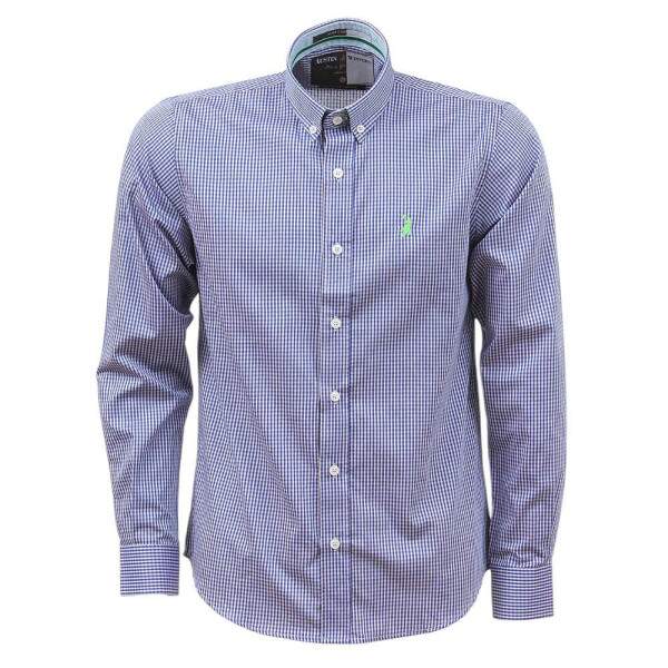 Camisa Xadrez Masculina Azul Manga Longa Austin 37949