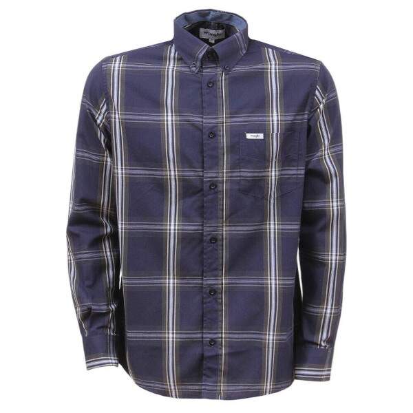 Camisa Masculina Xadrez Azul Manga Longa Wrangler 37786
