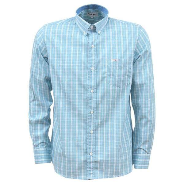 Camisa Masculina Xadrez Azul Manga Longa Wrangler 37784