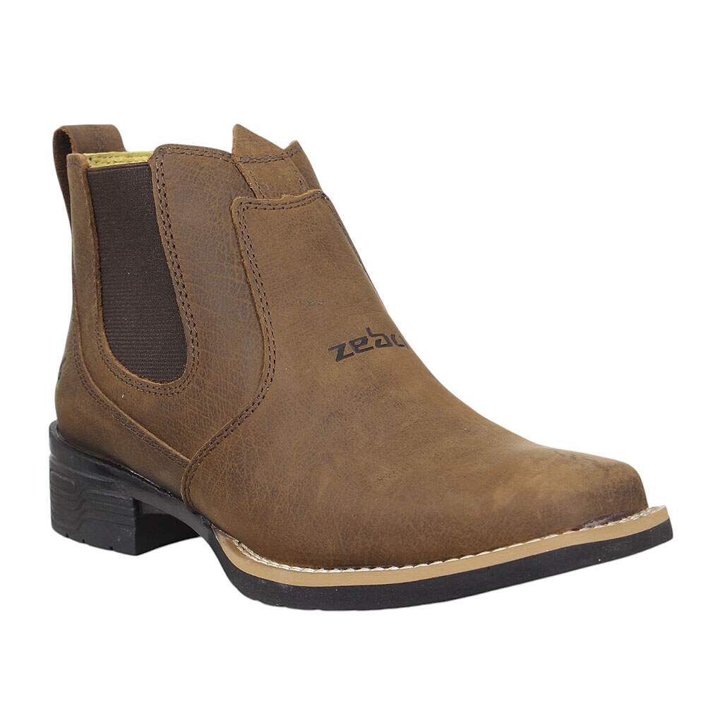 Botina Feminina Marrom Bico Quadrado Zebu 37964 - Rodeo West