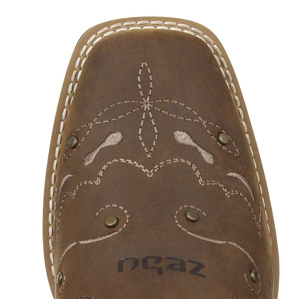 Botina Feminina Marrom Bico Quadrado Zebu 37965 - Rodeo West