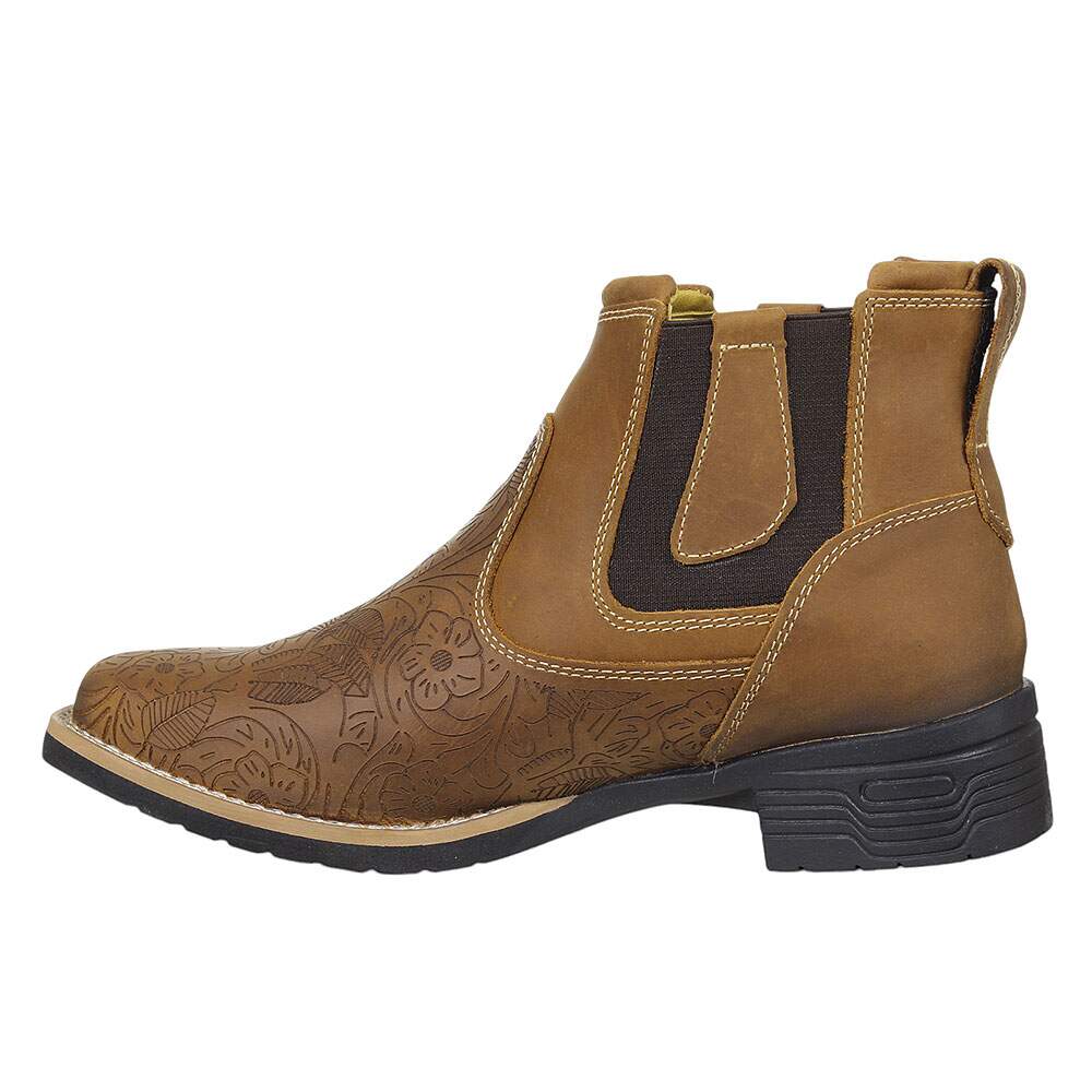 Botina Feminina Marrom Bico Quadrado Zebu 37966 - Rodeo West